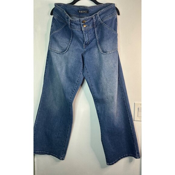 Blue Spice Y2K Wide Leg Jeans Size 13 Low Rise Loose Fit Baggy 2000s Denim - Picture 4 of 9